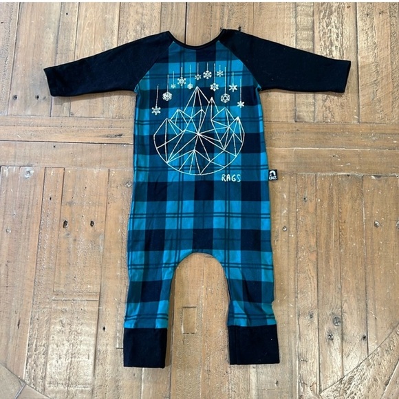 Rags to raches plaid snowflake long romper - Picture 1 of 4